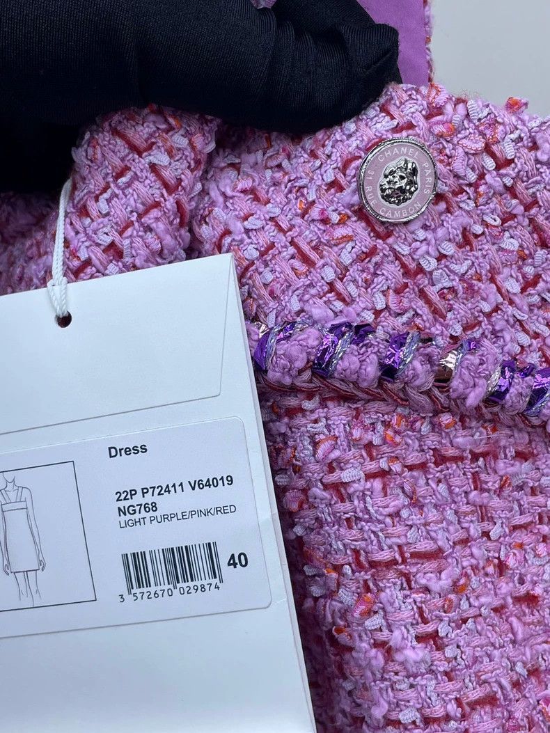 Chanel Chanel Pink Tweed Sleeveless Dress with Tags Size US 40 / EU 56 - 5 Thumbnail
