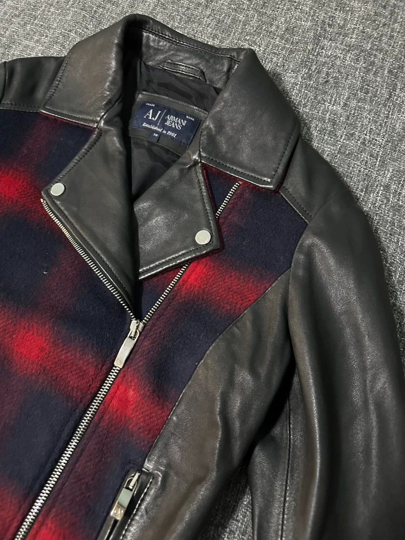 Emporio Armani Armani Jeans Leather and Wool Jacket Size US M / EU 48-50 / 2 - 2 Thumbnail