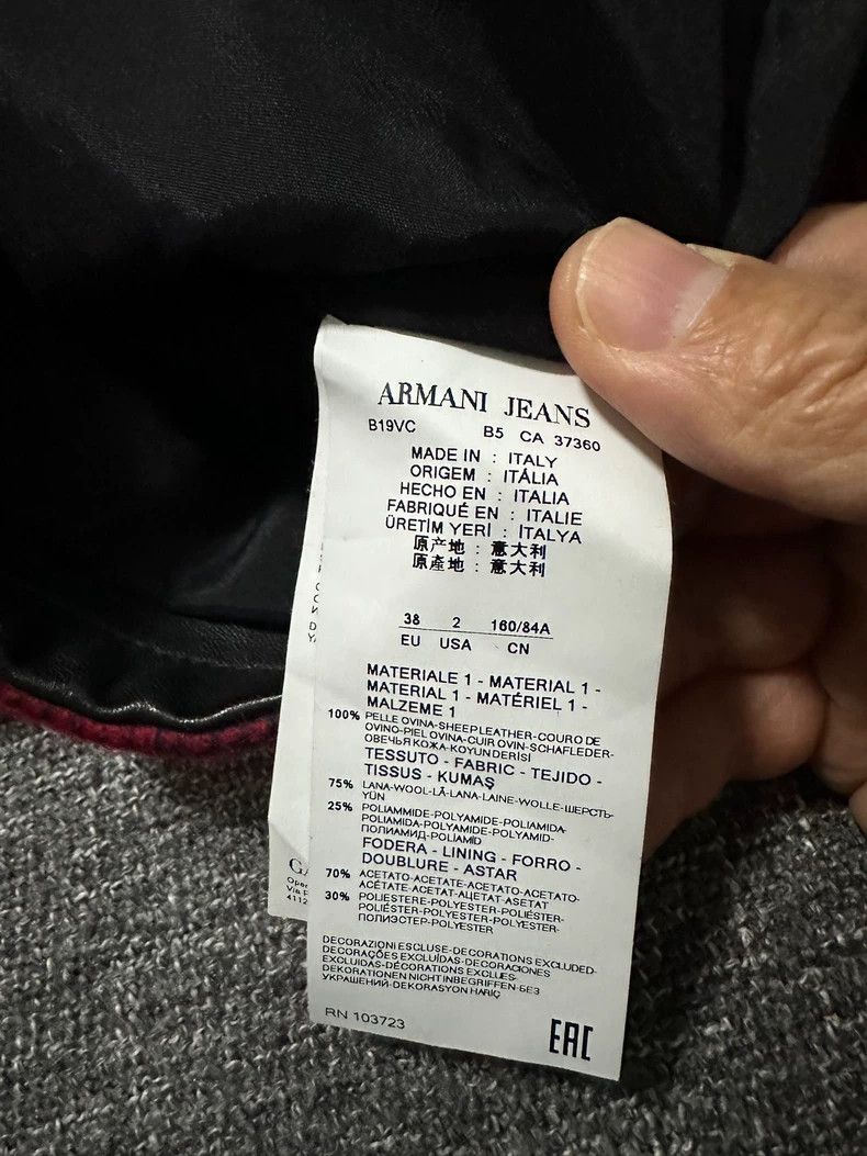 Emporio Armani Armani Jeans Leather and Wool Jacket Size US M / EU 48-50 / 2 - 8 Thumbnail