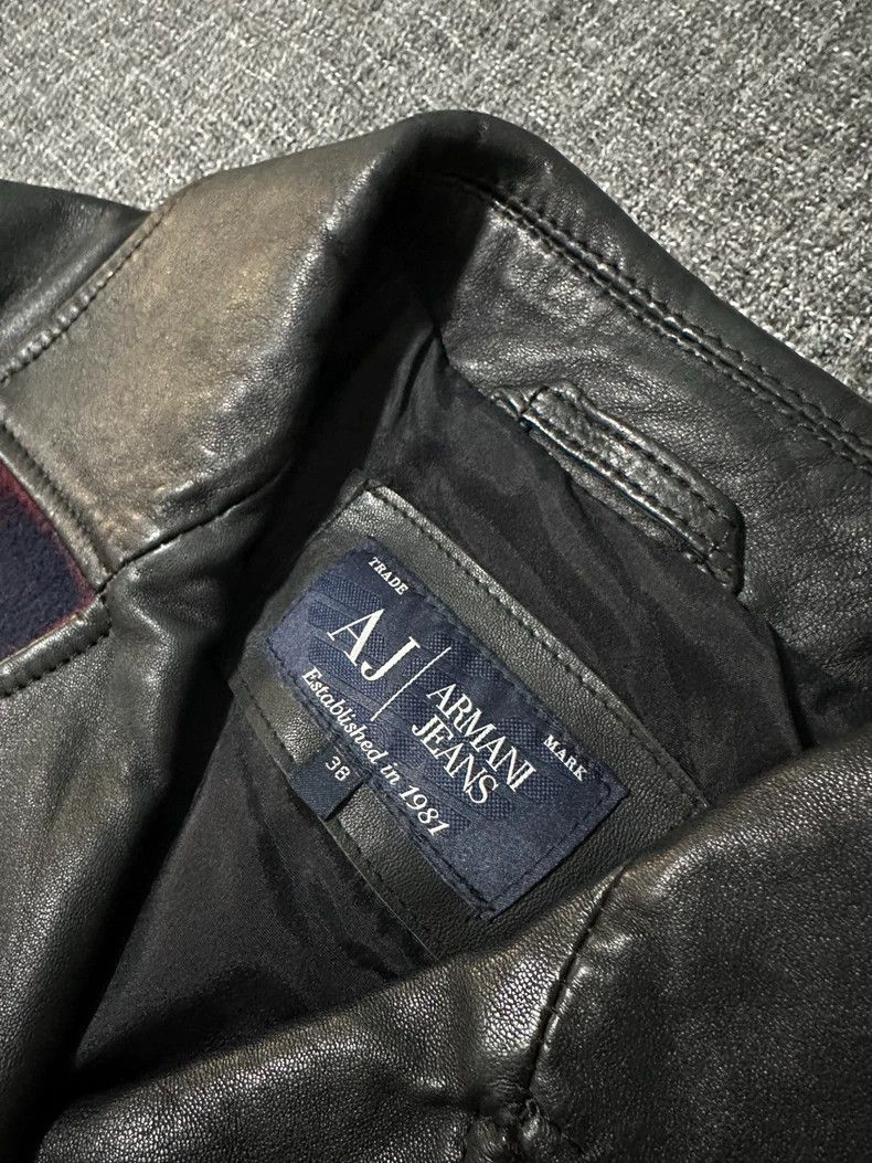 Emporio Armani Armani Jeans Leather and Wool Jacket Size US M / EU 48-50 / 2 - 3 Thumbnail