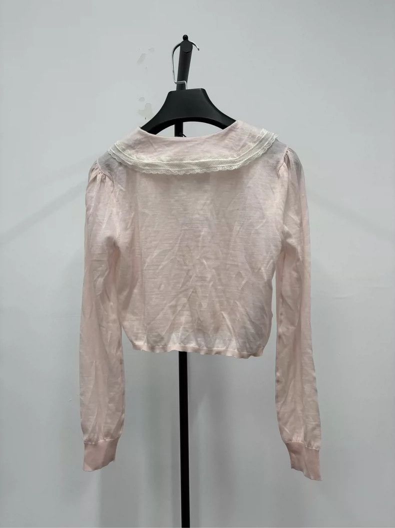 Miu Miu Miu Miu Lace Trimmed Knit Top for Women Size US S / EU 44-46 / 1 - 2 Thumbnail