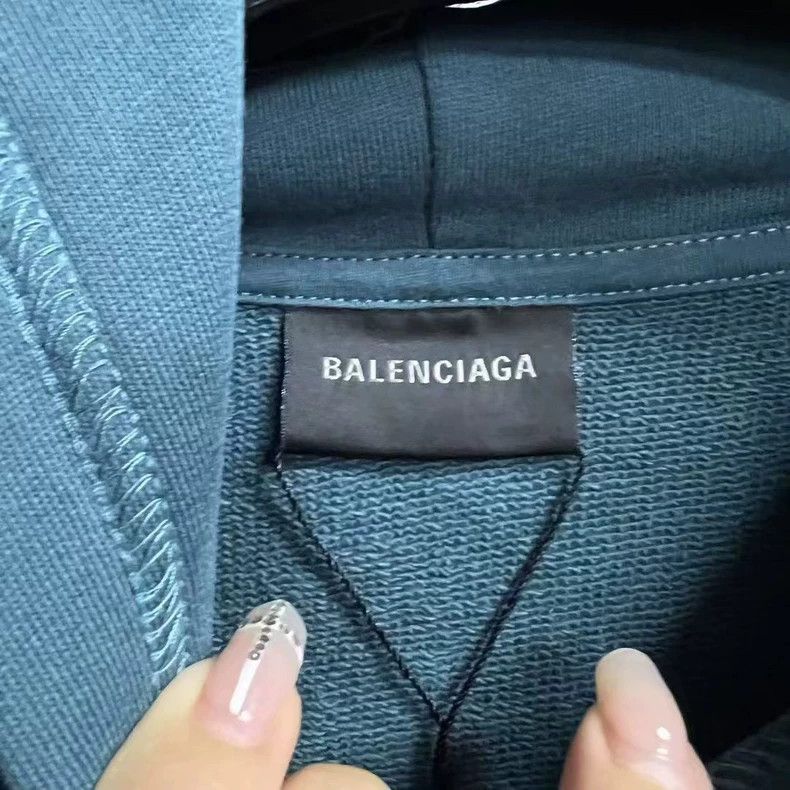 Balenciaga Balenciaga Navy Blue Hooded Pullover Sweatshirt Size US M / EU 48-50 / 2 - 3 Thumbnail