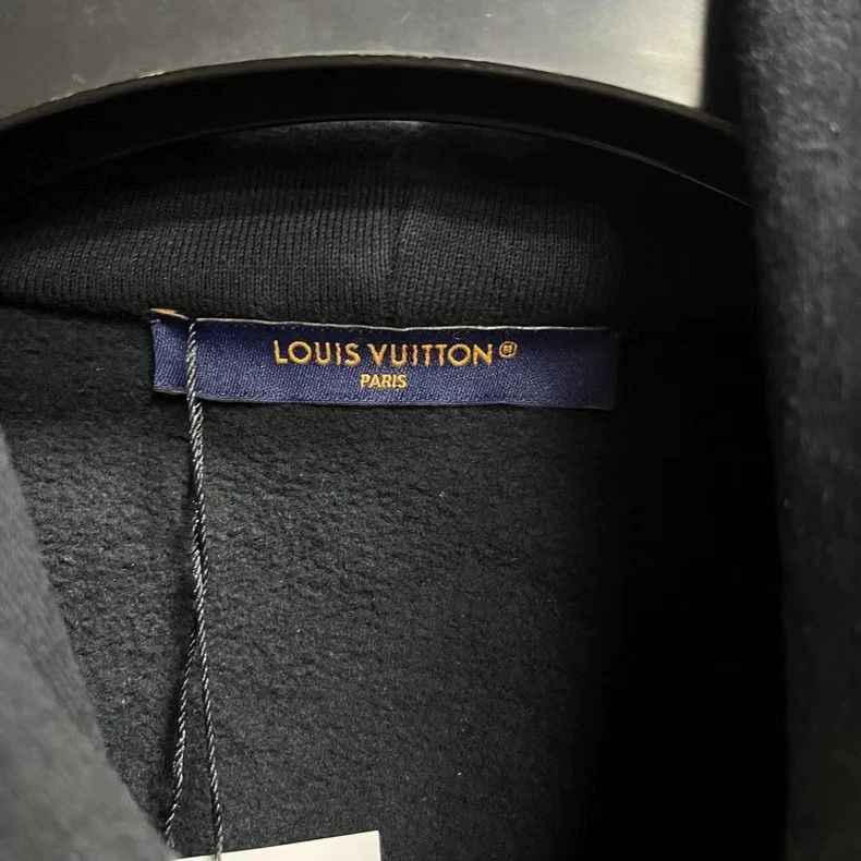 Louis Vuitton Louis Vuitton Black Logo Print Hooded Sweatshirt Size US XL / EU 56 / 4 - 3 Thumbnail