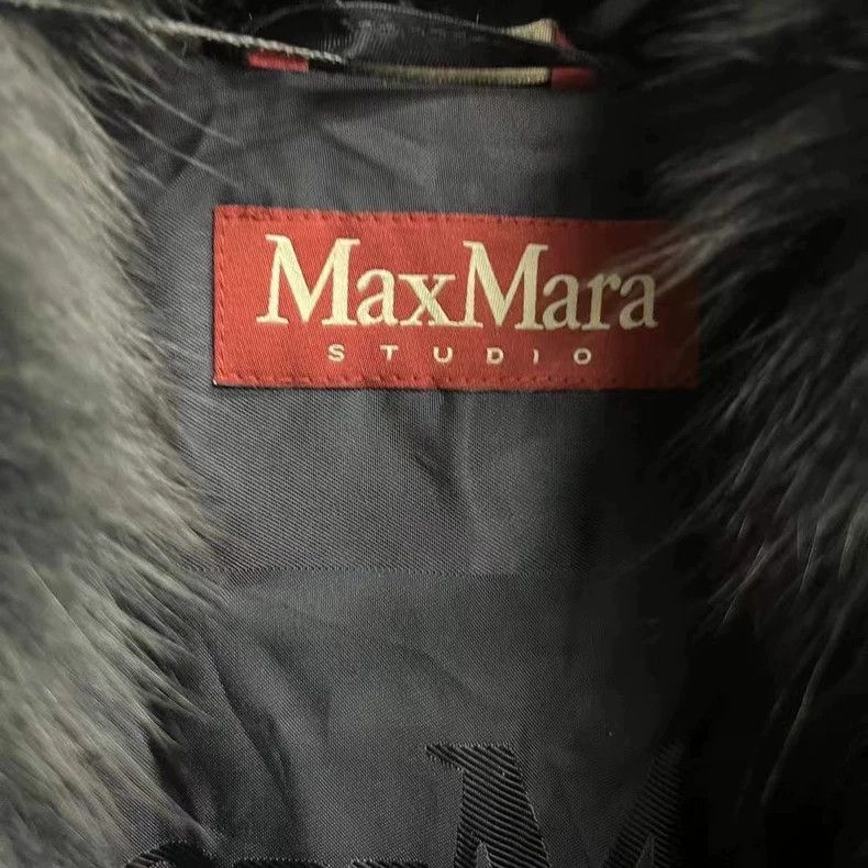 Max Mara Blue Hooded Coat with Fur Collar Size US S / EU 44-46 / 1 - 3 Thumbnail