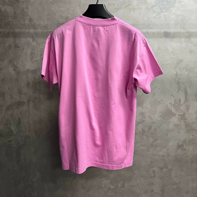 Balenciaga Balenciaga Pink Logo T-Shirt with Rhinestones Size US M / EU 48-50 / 2 - 2 Thumbnail