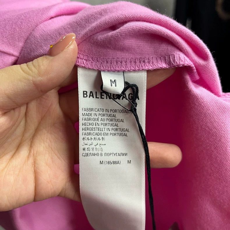 Balenciaga Balenciaga Pink Logo T-Shirt with Rhinestones Size US M / EU 48-50 / 2 - 4 Thumbnail