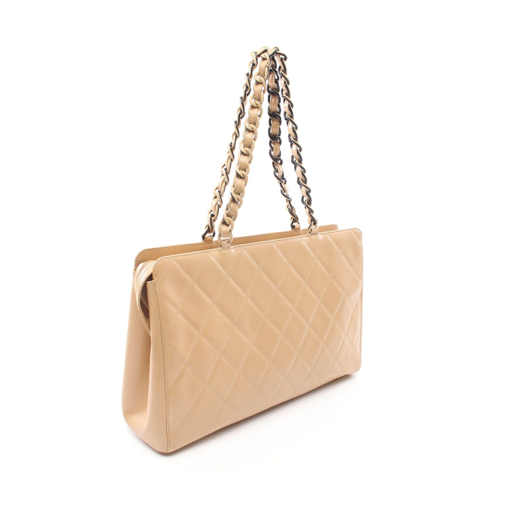 Chanel Chanel Matelasse Chain Shoulder Bag Tote Lambskin Beige Gold Hardware Plastic Size ONE SIZE - 2 Thumbnail