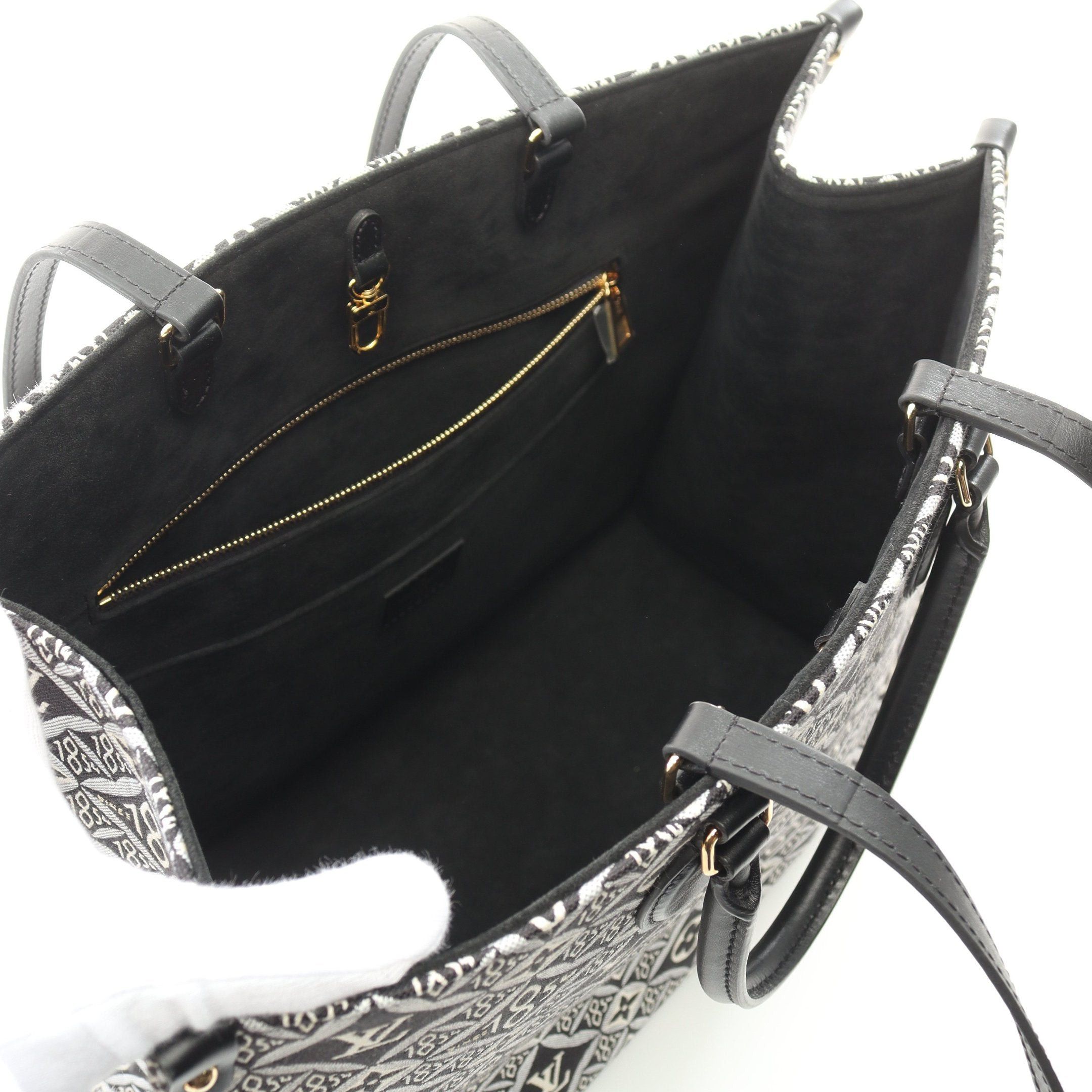 Louis Vuitton Louis Vuitton On-The-Go Gm Since 1854 Monogram Jacquard Shoulder Bag Tote Canvas Leather Gray Black Size ONE SIZE - 3 Thumbnail