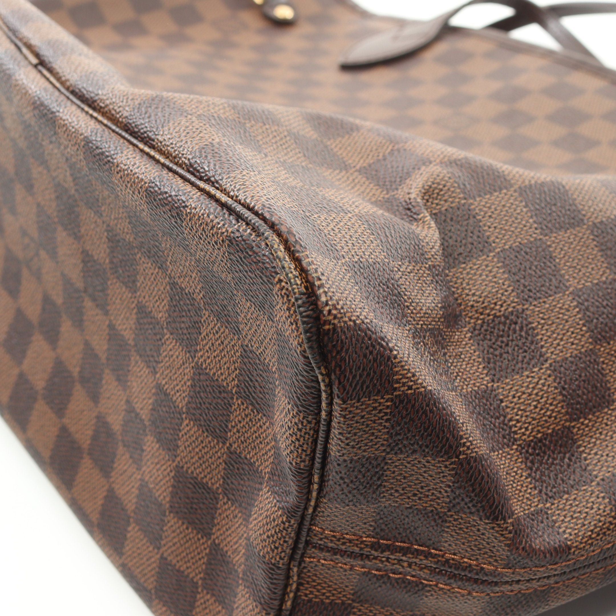 Louis Vuitton Louis Vuitton Neverfull Mm Damier Ebene Cerise Shoulder Bag Tote Leather Brown Size ONE SIZE - 8 Thumbnail