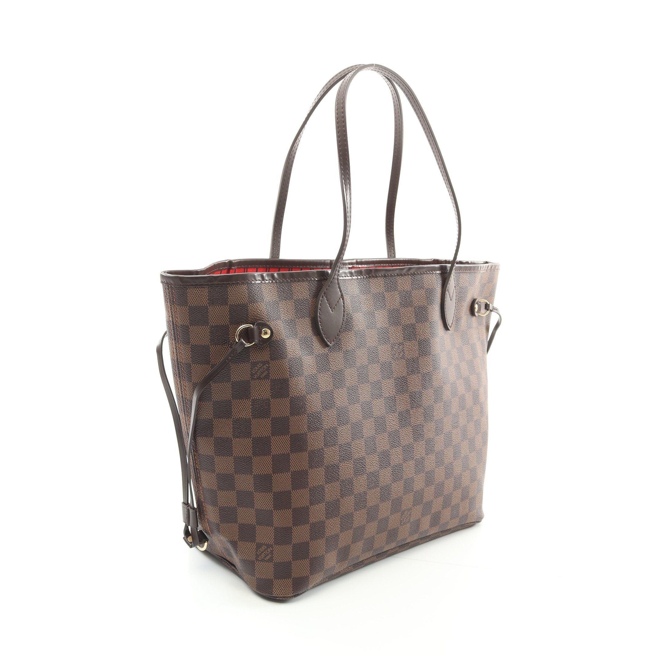 Louis Vuitton Louis Vuitton Neverfull Mm Damier Ebene Cerise Shoulder Bag Tote Leather Brown Size ONE SIZE - 2 Thumbnail