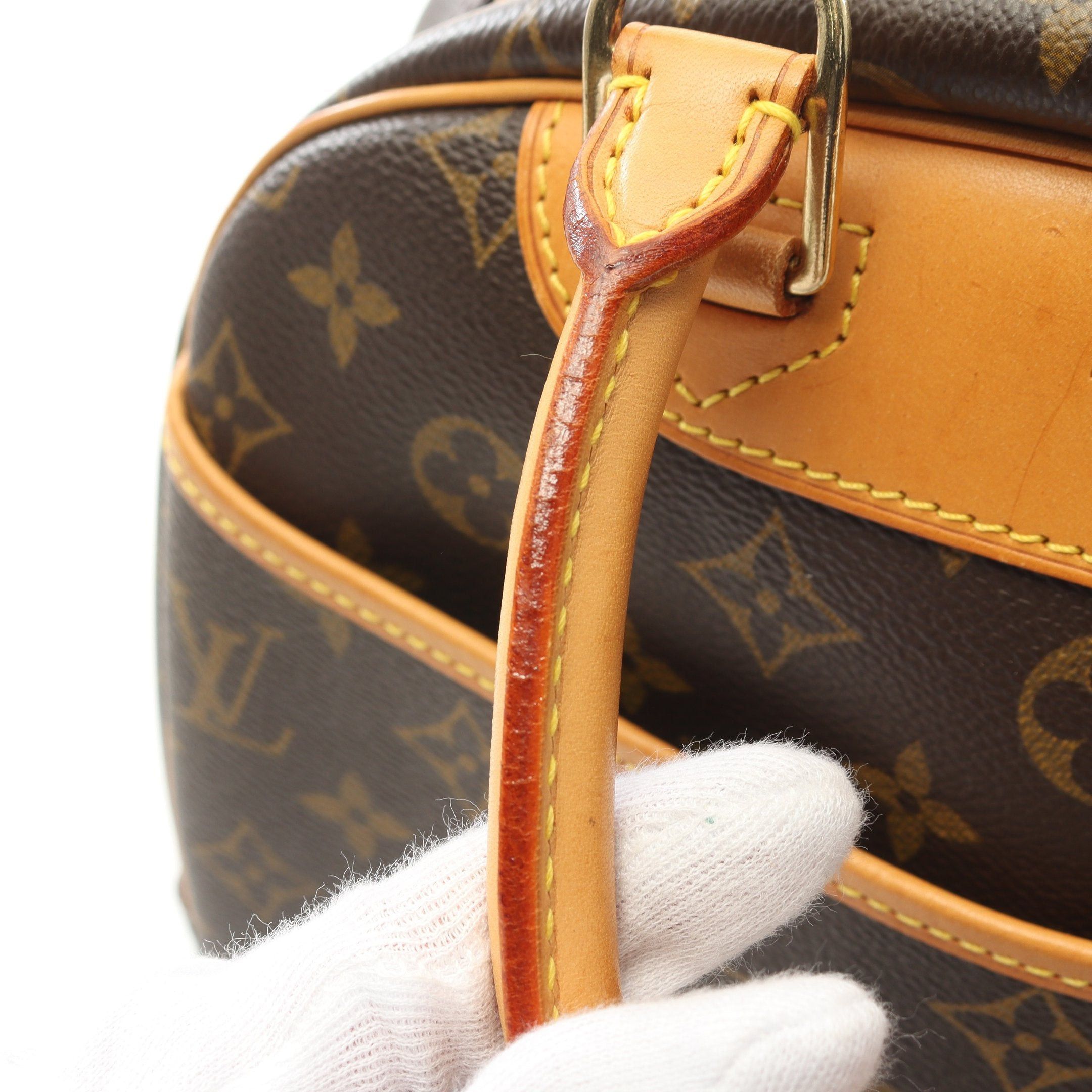 Louis Vuitton Louis Vuitton Trouville Monogram Handbag Leather Brown Size ONE SIZE - 9 Thumbnail