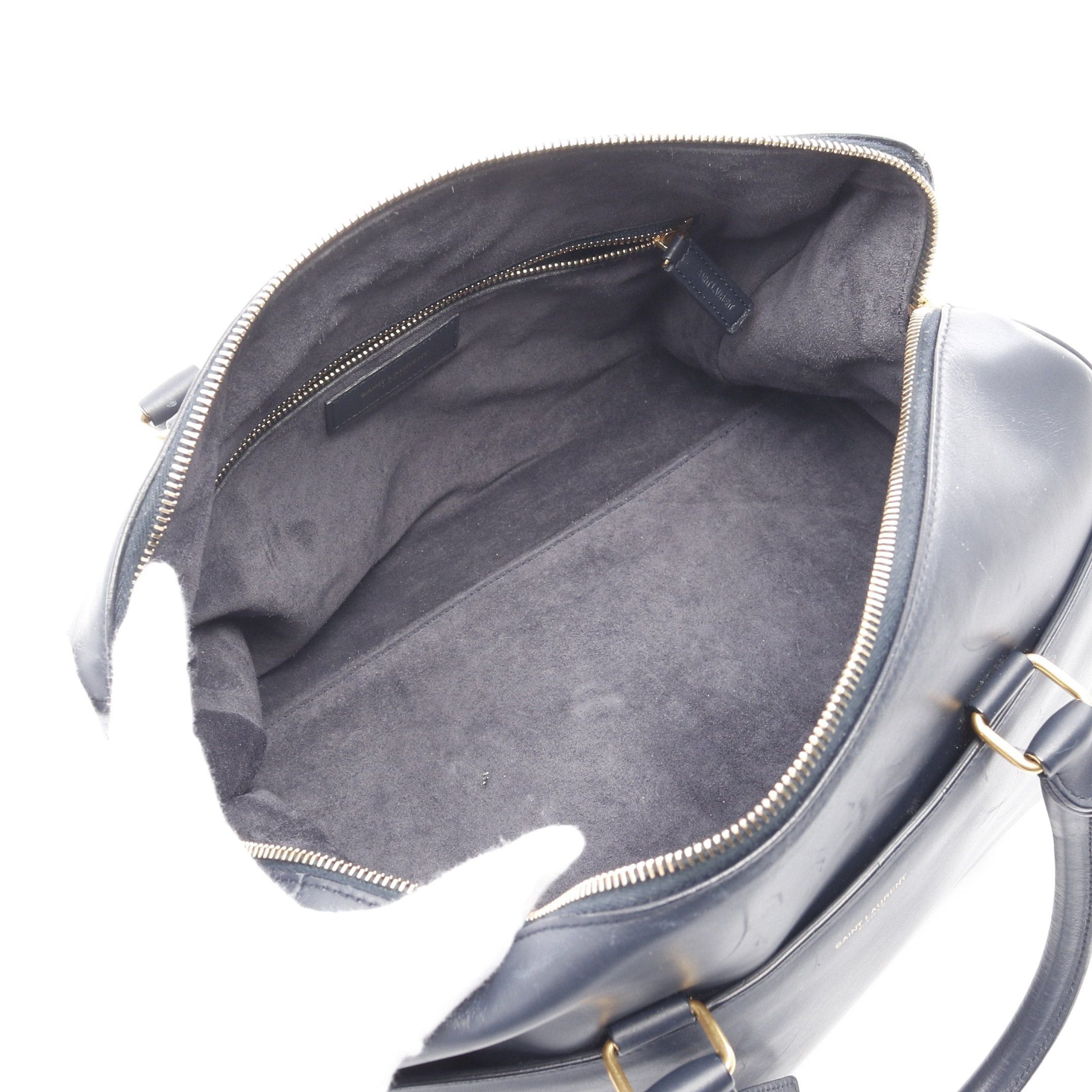Yves Saint Laurent Yves Saint Laurent Classic Duffle 6 Handbag Leather Navy Size ONE SIZE - 3 Thumbnail