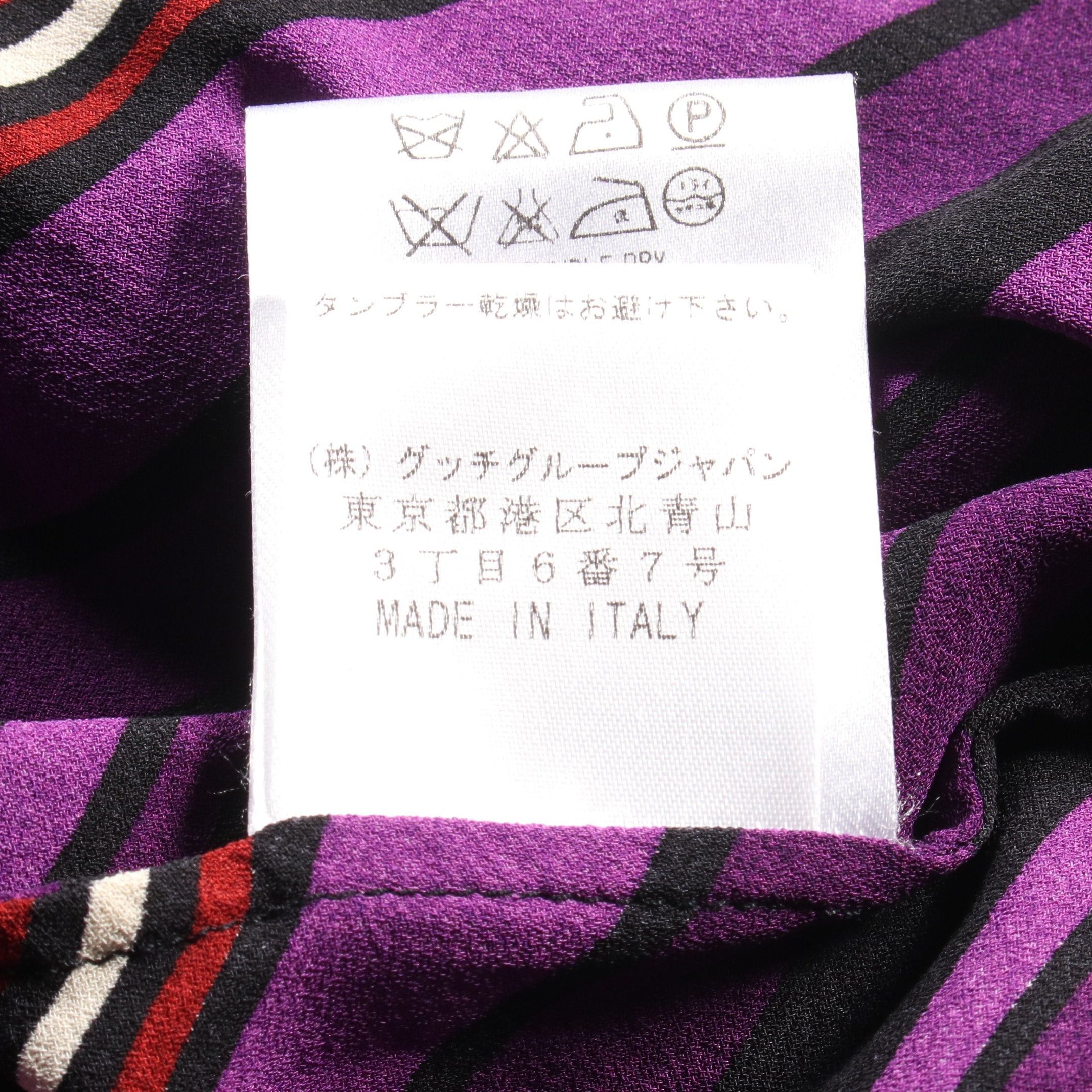 Gucci Gucci Wrap Blouse Cachecoeur Stripe Silk Purple Black Multicolor Size ONE SIZE - 5 Thumbnail
