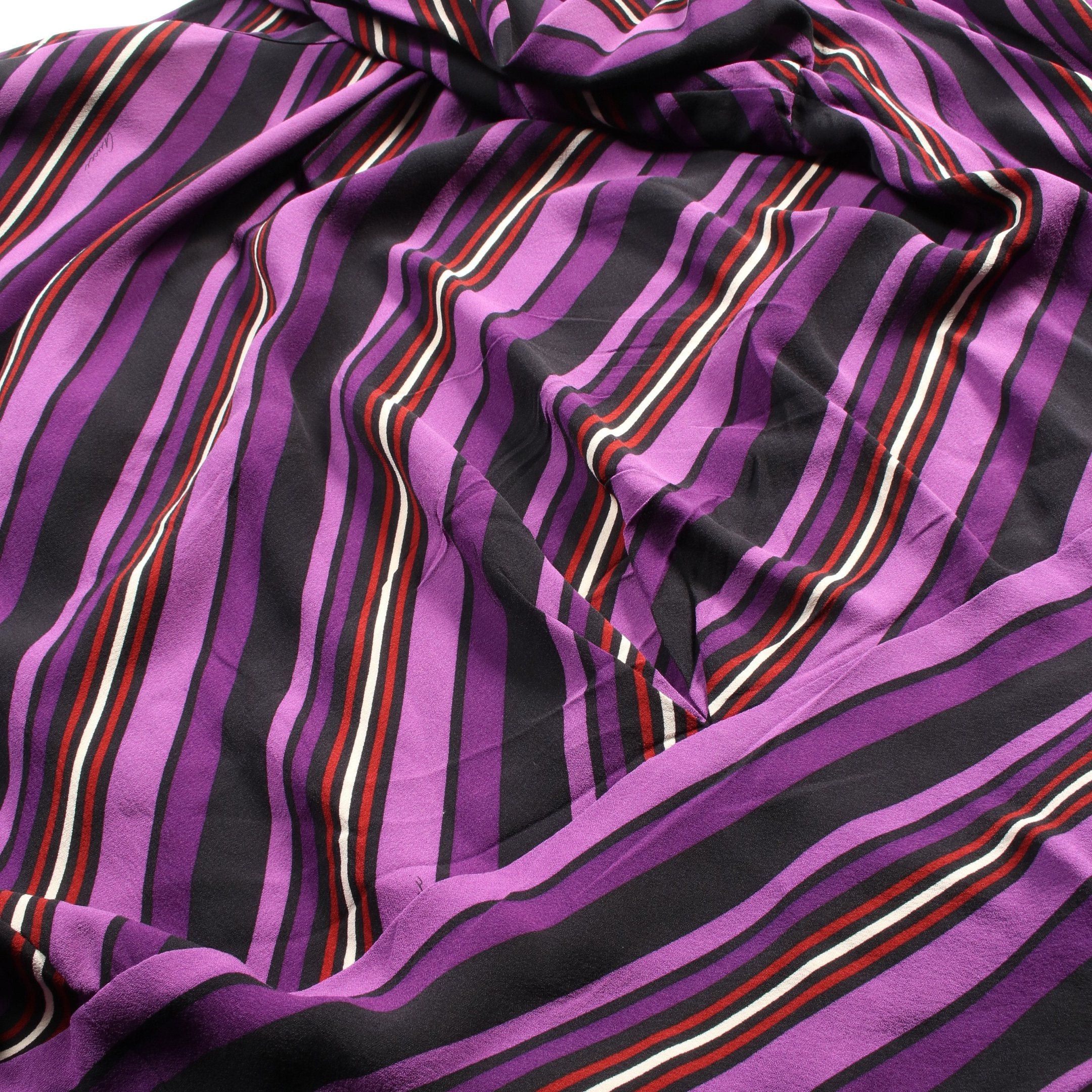 Gucci Gucci Wrap Blouse Cachecoeur Stripe Silk Purple Black Multicolor Size ONE SIZE - 8 Thumbnail
