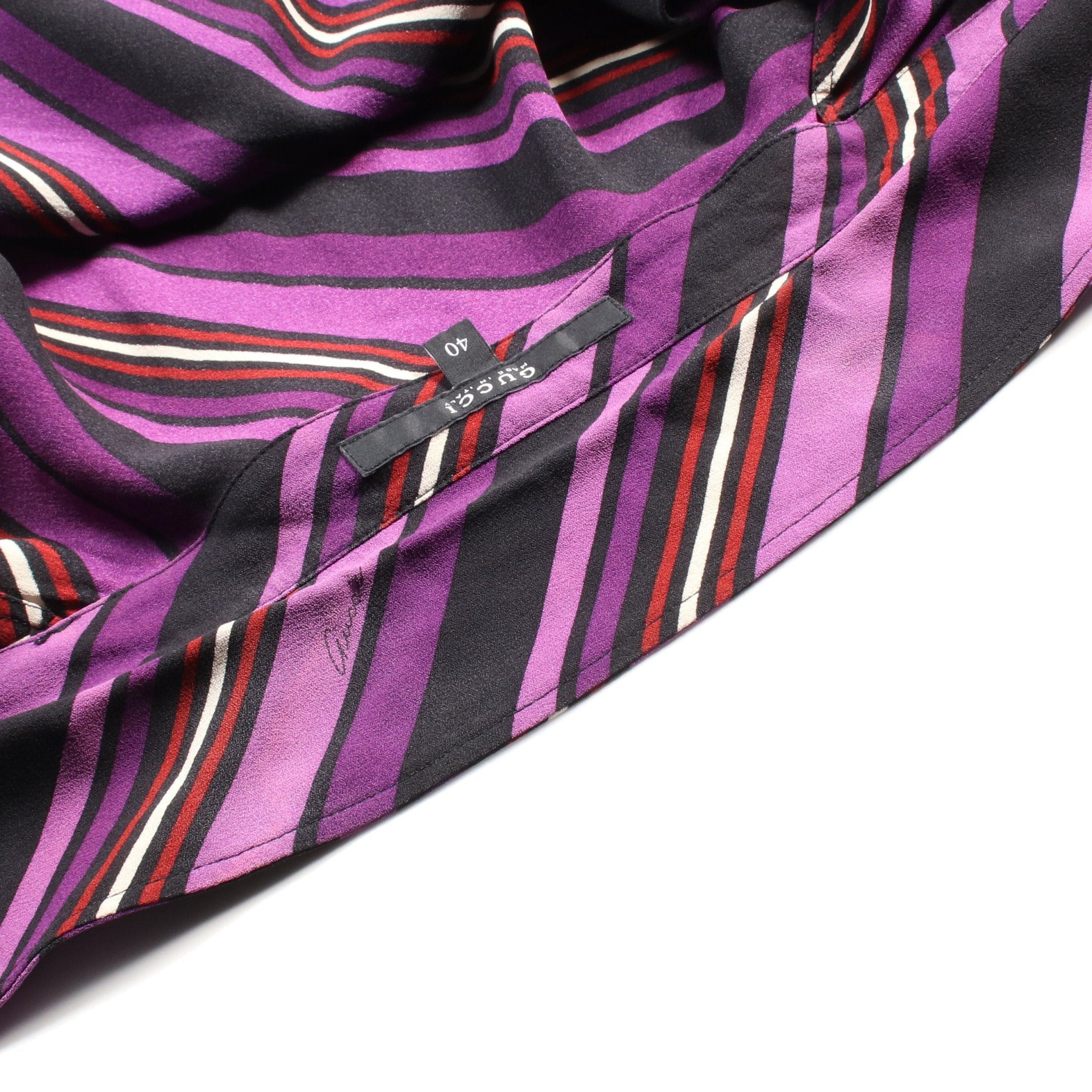 Gucci Gucci Wrap Blouse Cachecoeur Stripe Silk Purple Black Multicolor Size ONE SIZE - 6 Thumbnail