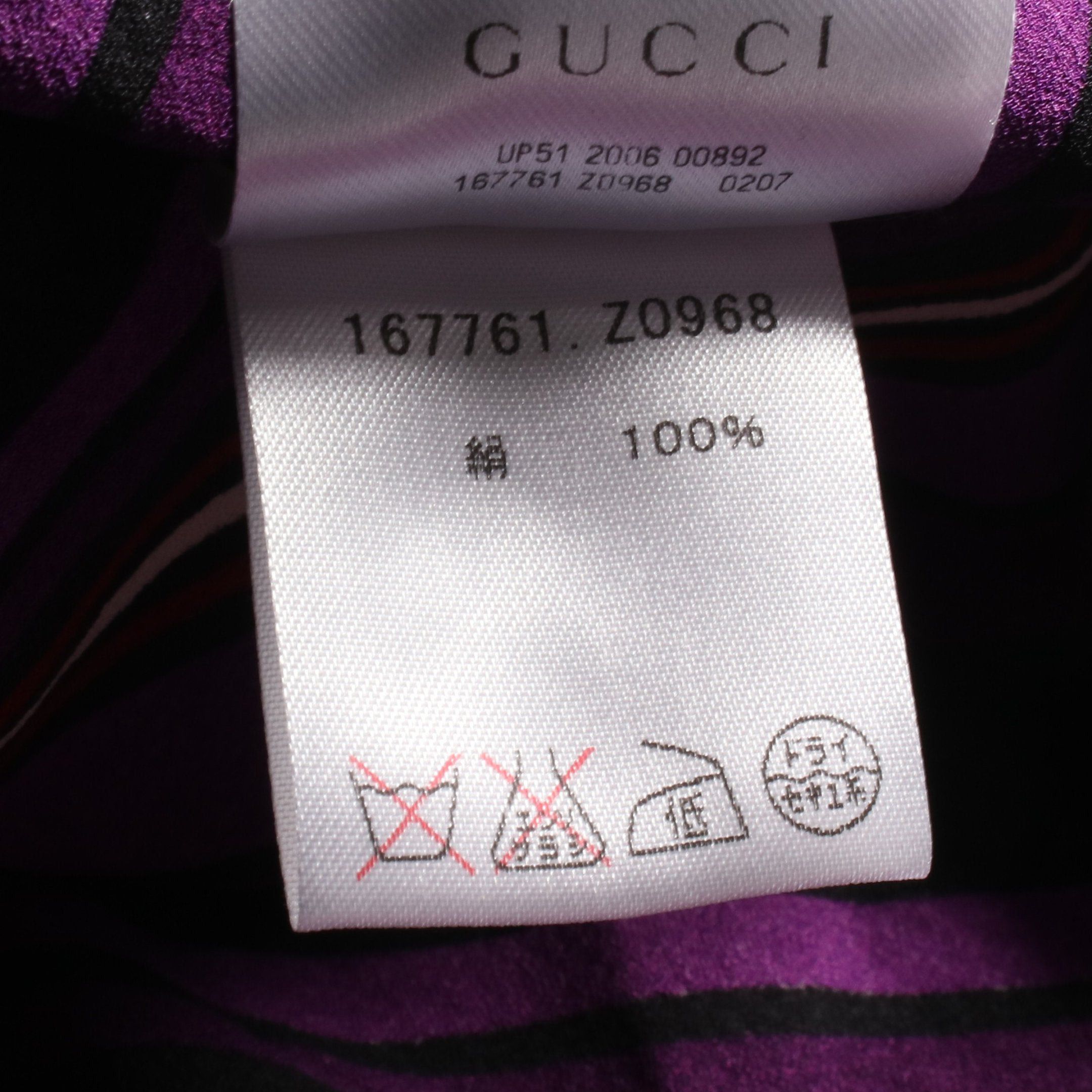 Gucci Gucci Wrap Blouse Cachecoeur Stripe Silk Purple Black Multicolor Size ONE SIZE - 4 Thumbnail