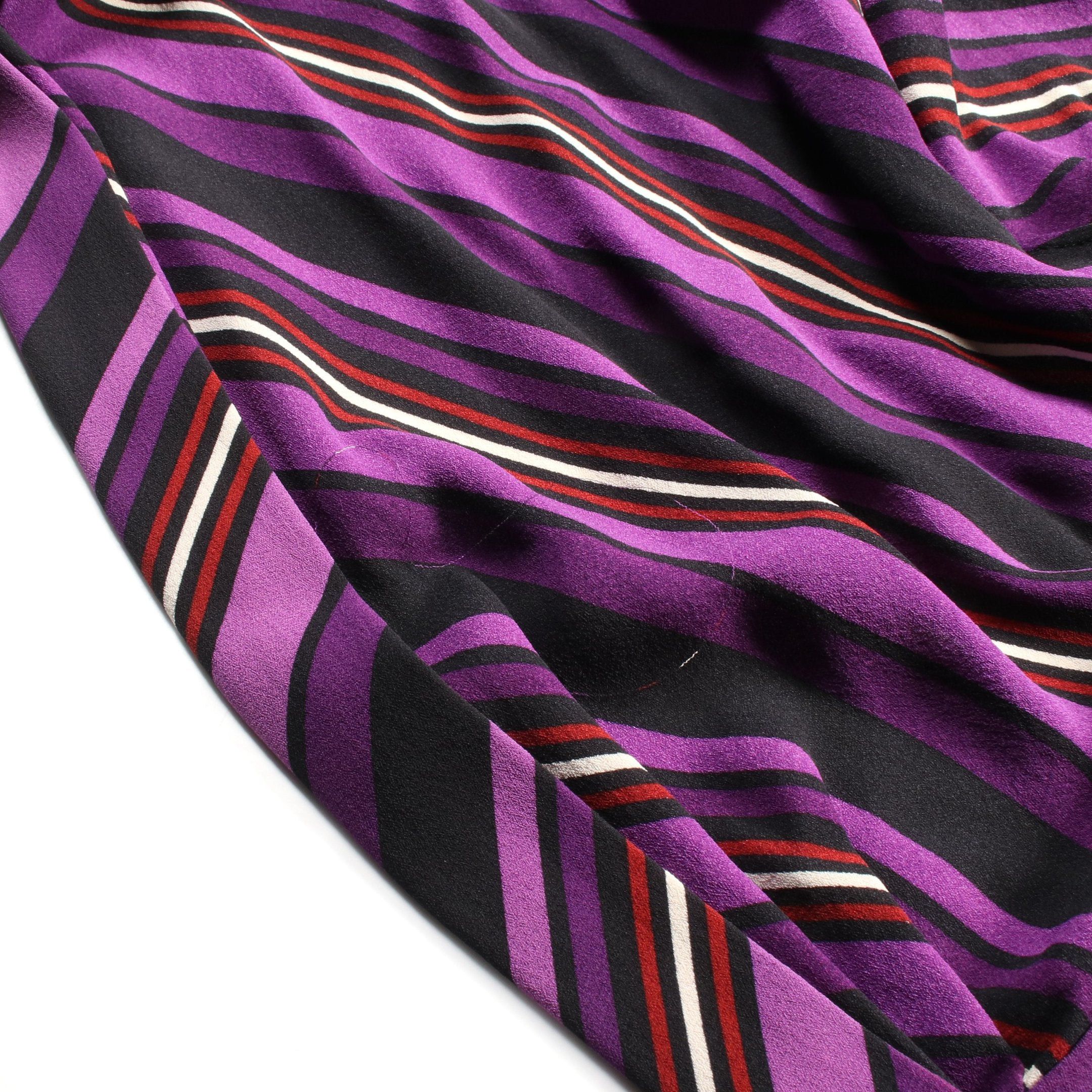 Gucci Gucci Wrap Blouse Cachecoeur Stripe Silk Purple Black Multicolor Size ONE SIZE - 7 Thumbnail