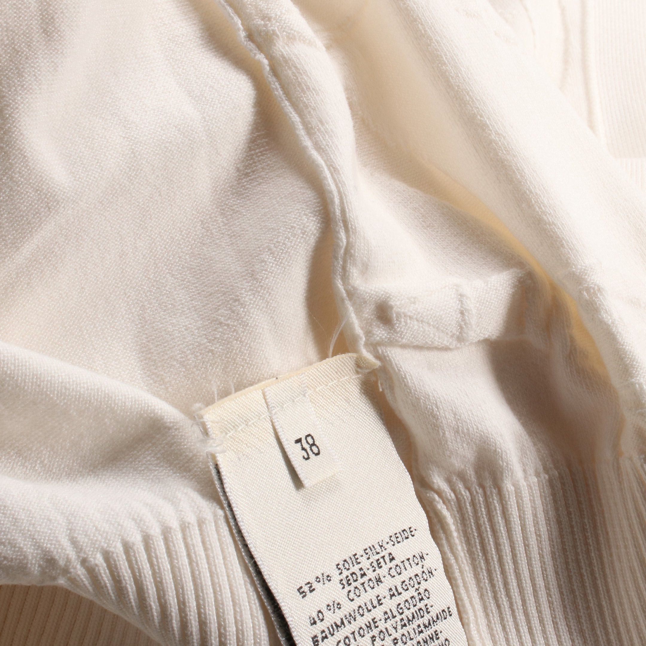 Hermes Hermes Knit Cut And Sew Short Sleeve Embroidery Silk Off White Size ONE SIZE - 6 Thumbnail