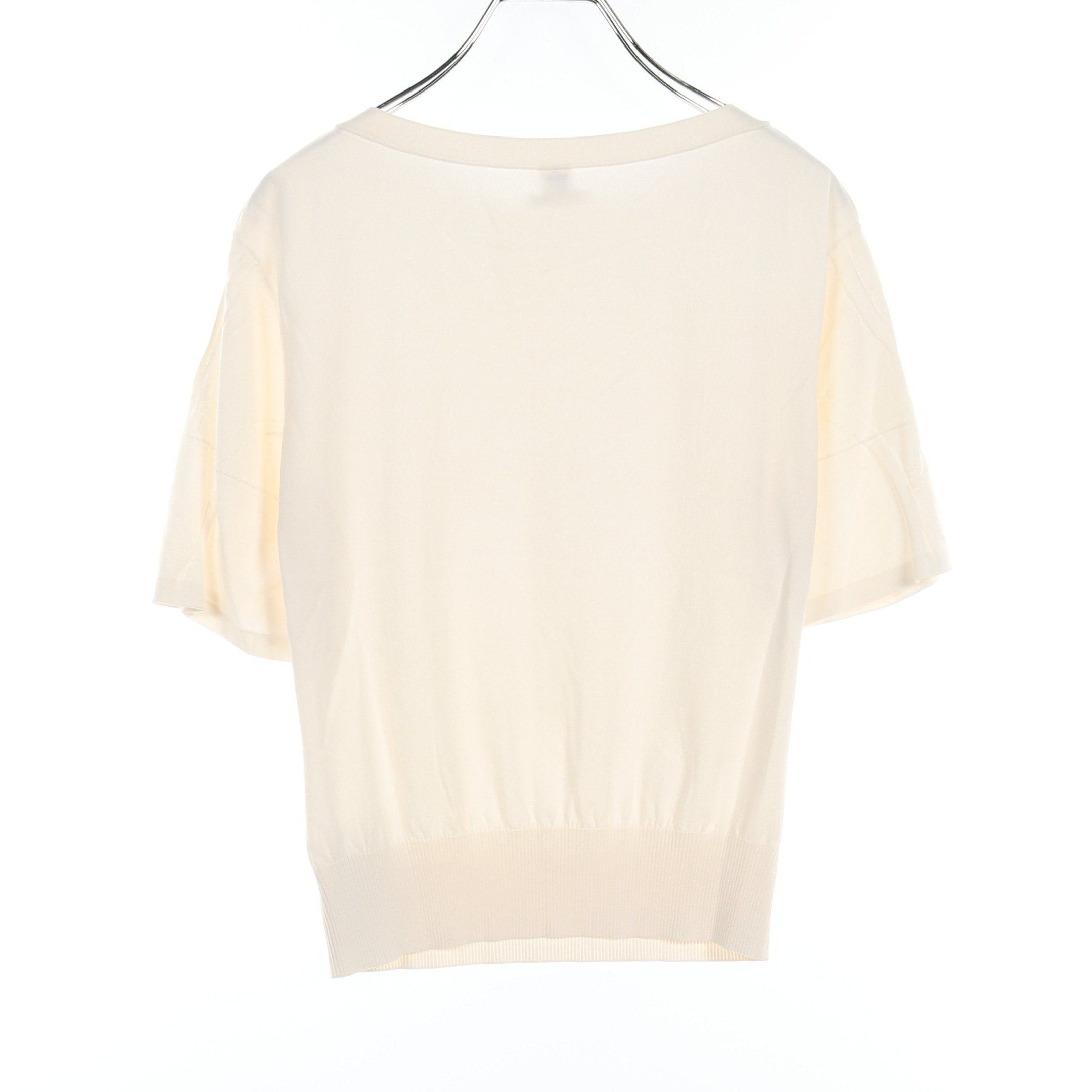 Hermes Hermes Knit Cut And Sew Short Sleeve Embroidery Silk Off White Size ONE SIZE - 2 Thumbnail