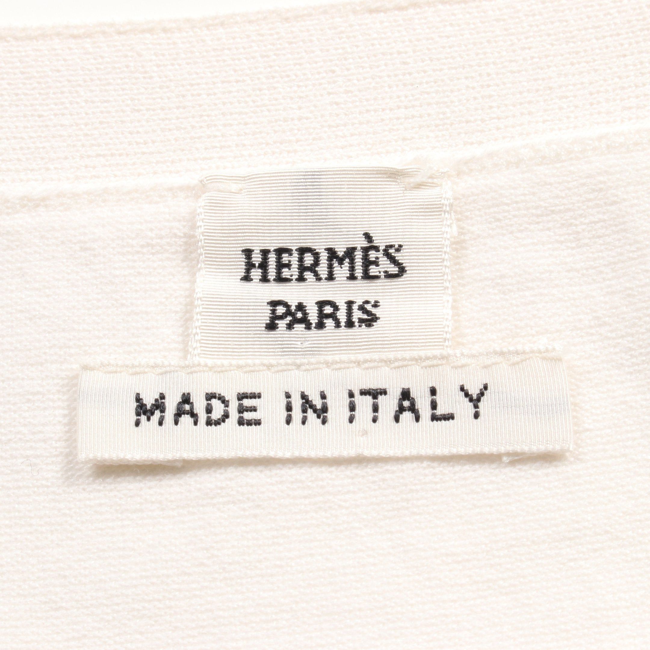 Hermes Hermes Knit Cut And Sew Short Sleeve Embroidery Silk Off White Size ONE SIZE - 3 Thumbnail