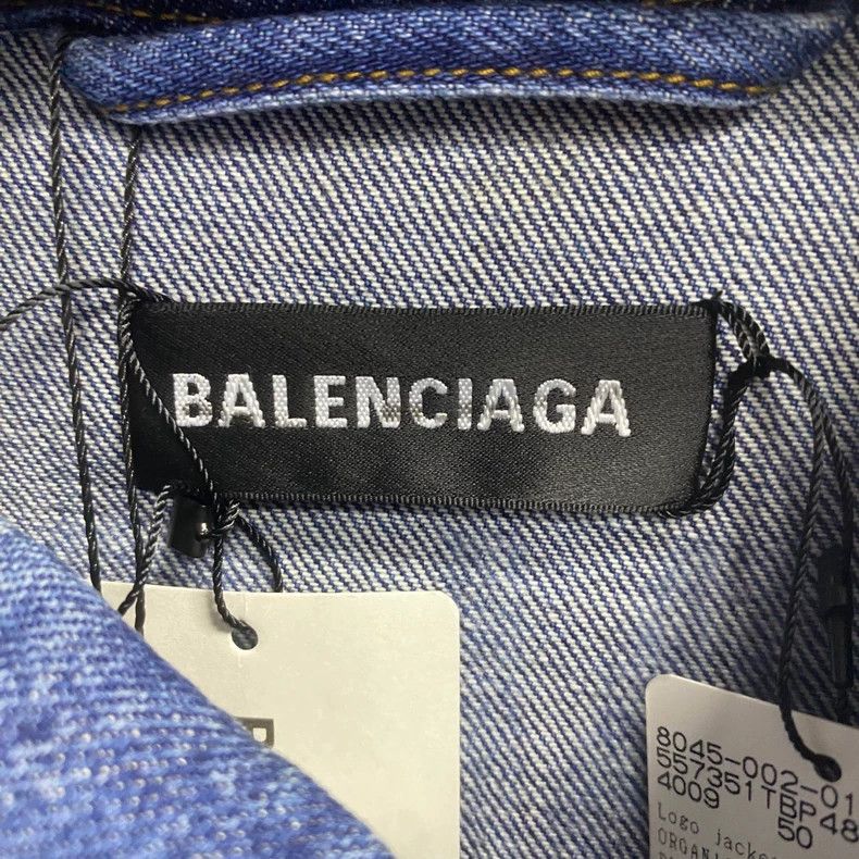 Balenciaga Balenciaga Blue Logo Denim Jacket Size US XL / EU 56 / 4 - 3 Thumbnail