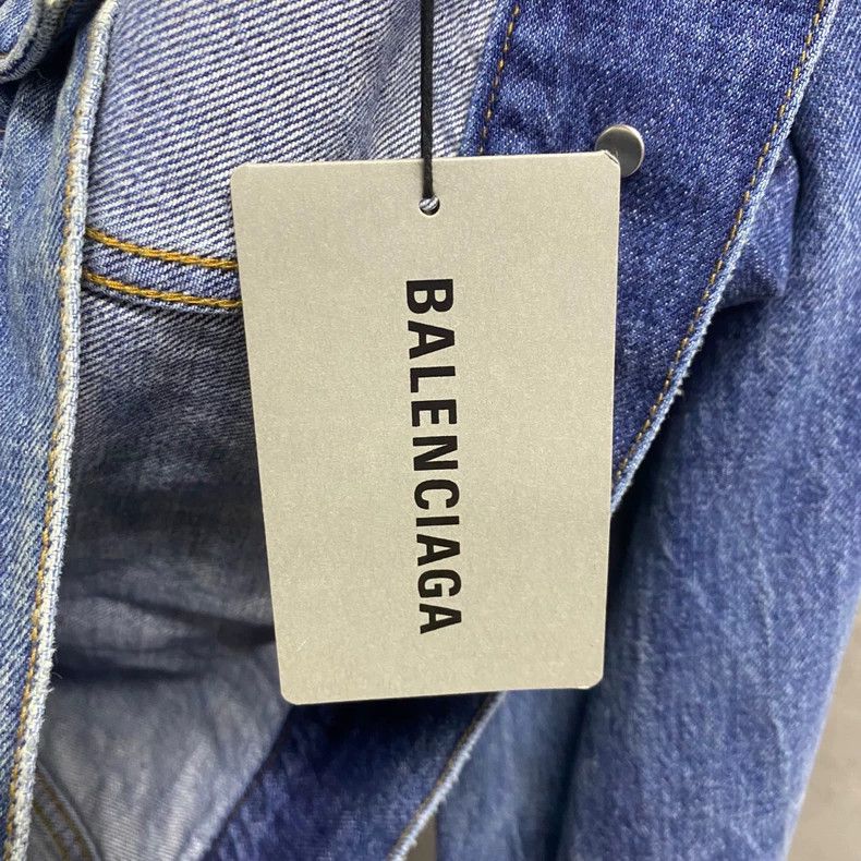 Balenciaga Balenciaga Blue Logo Denim Jacket Size US XL / EU 56 / 4 - 4 Thumbnail
