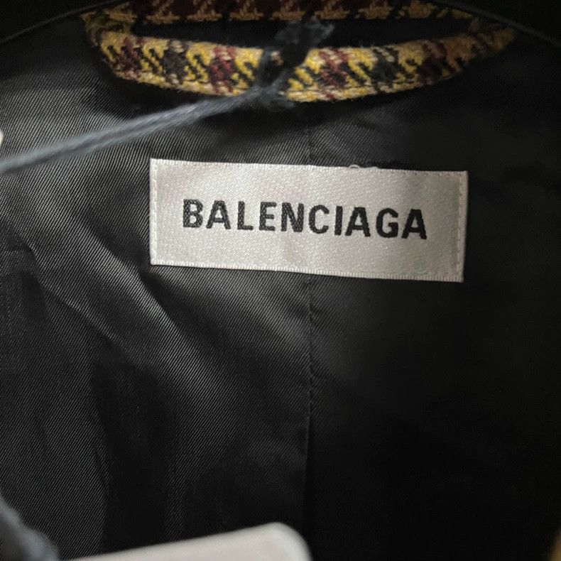 Balenciaga Balenciaga Yellow Check Wool Collar Coat Size US S / EU 44-46 / 1 - 4 Thumbnail