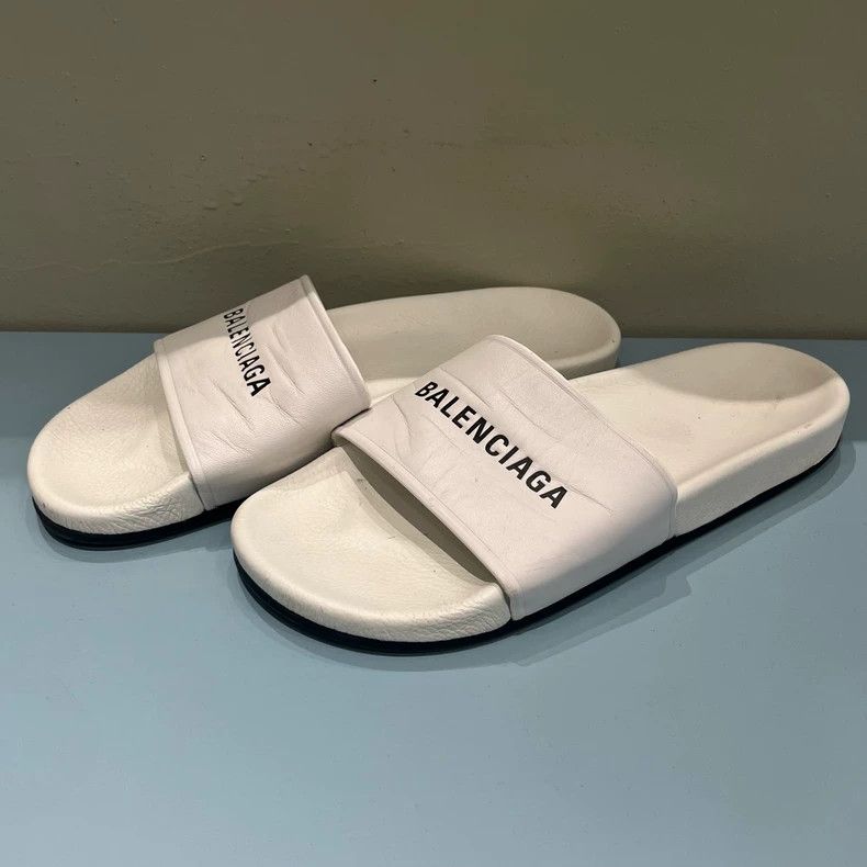 Balenciaga Balenciaga White Logo Slide Sandals for Sale Size US 10 / EU 43 - 2 Thumbnail