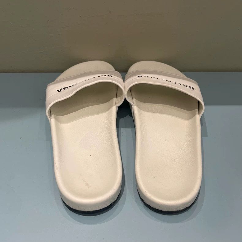 Balenciaga Balenciaga White Logo Slide Sandals for Sale Size US 10 / EU 43 - 3 Thumbnail