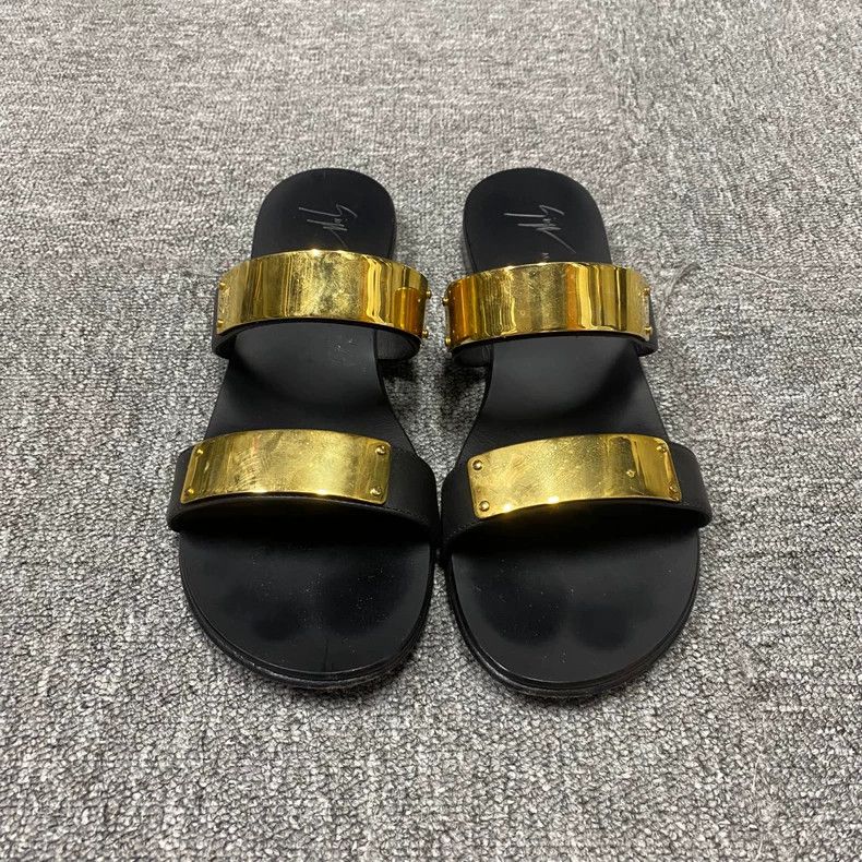 Giuseppe Zanotti Giuseppe Zanotti Black Gold Buckle Sandals Size US 10.5 / EU 43-44 - 2 Thumbnail
