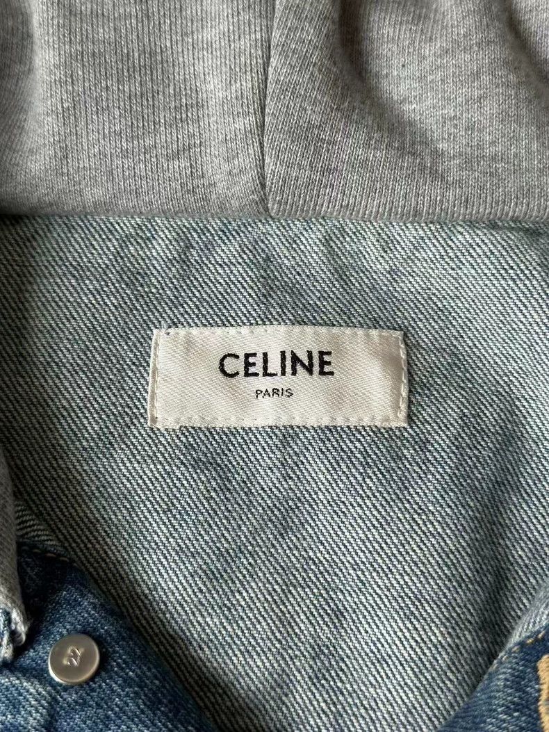 Celine Gray Hooded Denim Jacket with Logo Size US M / EU 48-50 / 2 - 3 Thumbnail