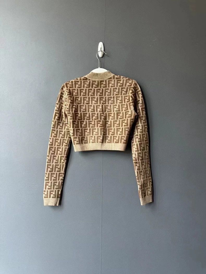 Fendi Fendi Brown Cropped Knit Sweater Size US M / EU 48-50 / 2 - 2 Thumbnail