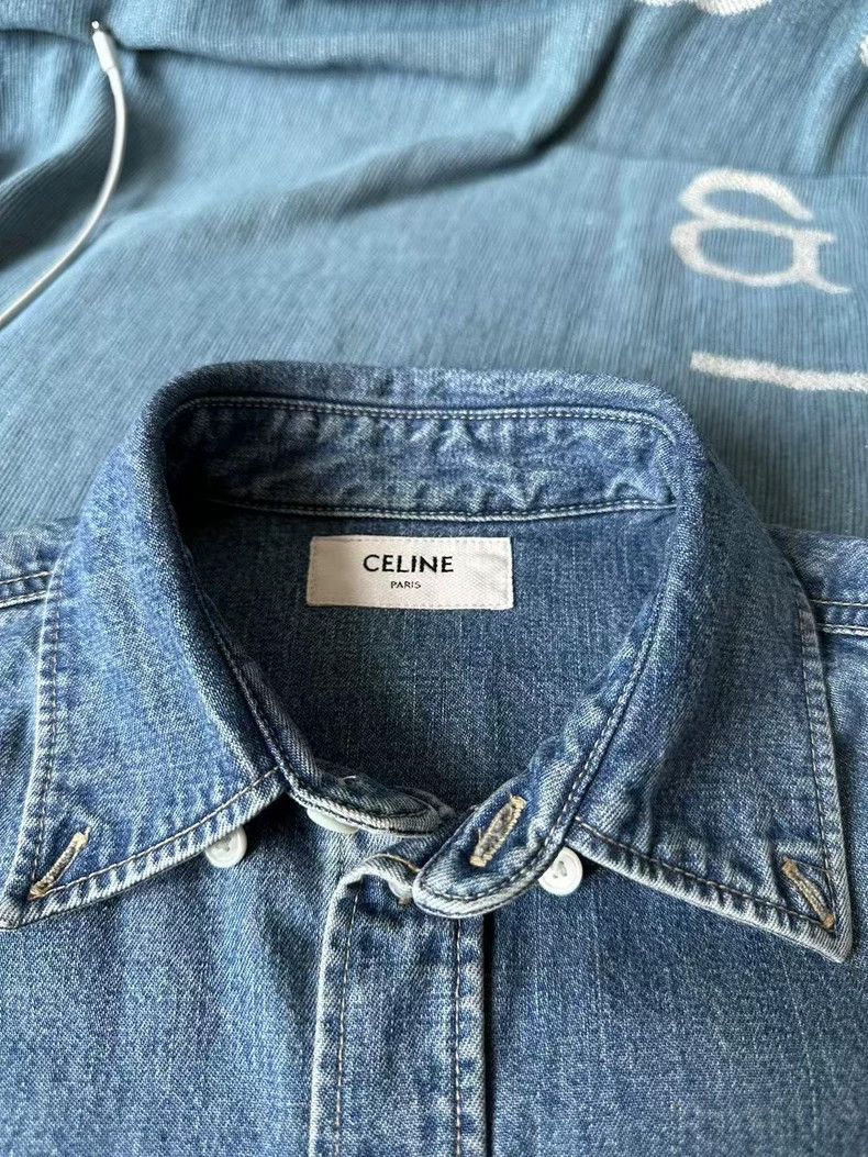Celine Celine Embroidered Denim Cropped Shirt Size US XS / EU 42 / 0 - 3 Thumbnail