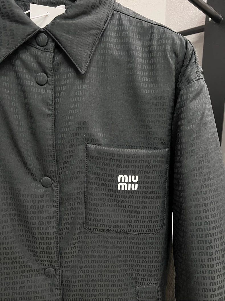 Prada Miu Miu Black Logo Cotton Jacket Size US L / EU 52-54 / 3 - 3 Thumbnail