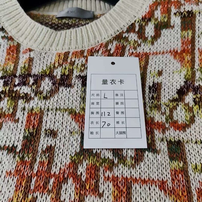 Dior Dior Beige Printed Knit Wool Sweater Size US L / EU 52-54 / 3 - 7 Thumbnail