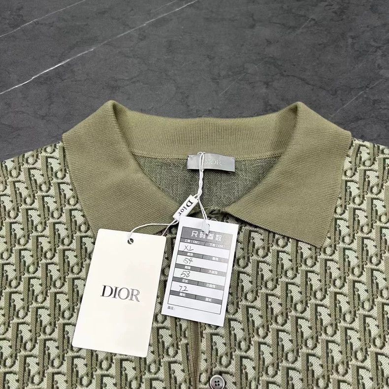 Dior Dior Olive Green Logo Knit Polo Shirt Size US XL / EU 56 / 4 - 4 Thumbnail