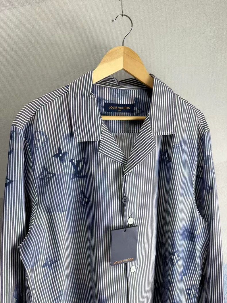 Louis Vuitton Louis Vuitton Striped Denim Shirt with Ink Print Size US XXL / EU 58 / 5 - 2 Thumbnail
