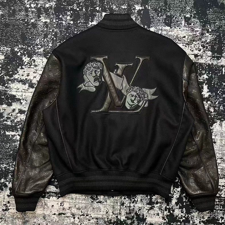 Louis Vuitton Louis Vuitton Black Leather Sleeve Varsity Jacket Size US L / EU 52-54 / 3 - 3 Thumbnail