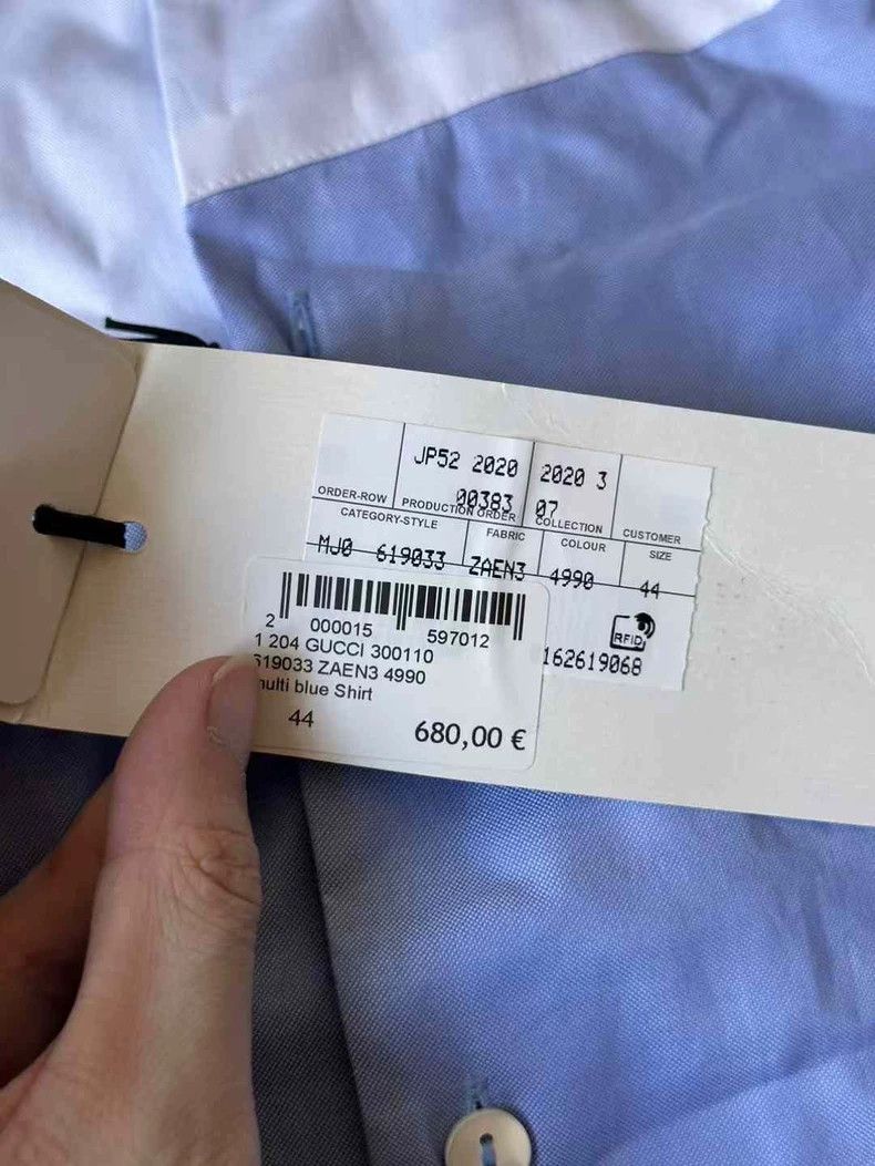 Gucci Gucci Blue and White Short Sleeve Shirt Size US L / EU 52-54 / 3 - 3 Thumbnail