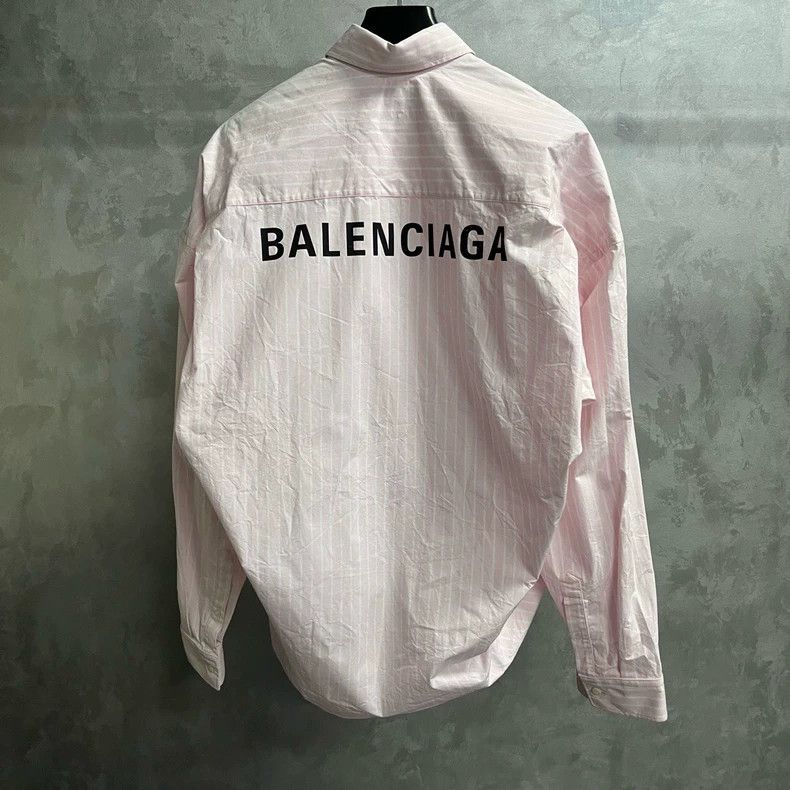 Balenciaga Pink Long Sleeve Shirt with Logo Print Size US M / EU 48-50 / 2 - 5 Thumbnail