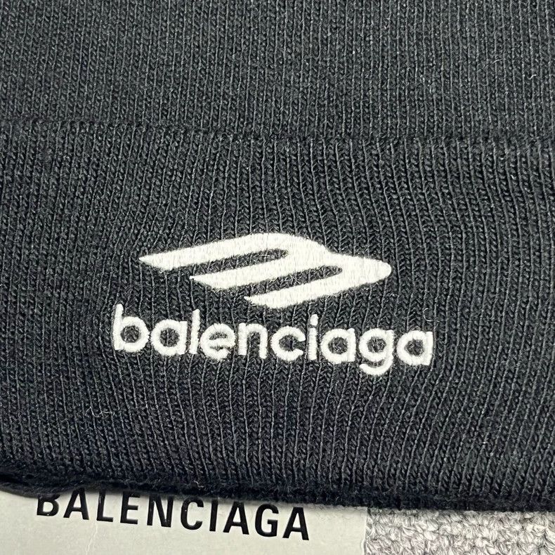 Balenciaga Balenciaga Black Logo Beanie Hat Size ONE SIZE - 2 Thumbnail