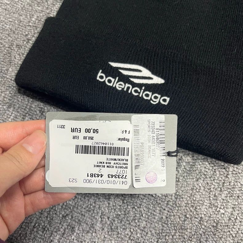 Balenciaga Balenciaga Black Logo Beanie Hat Size ONE SIZE - 3 Thumbnail