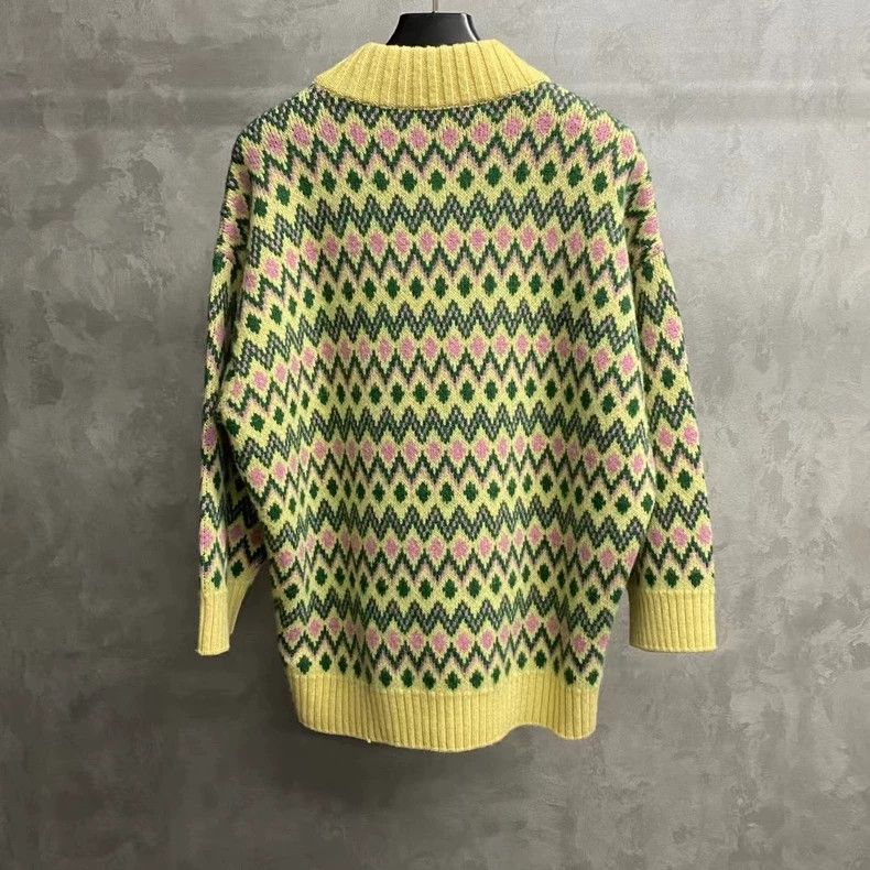 Prada Prada Yellow Green Striped Logo Knit Sweater Size US M / EU 48-50 / 2 - 2 Thumbnail