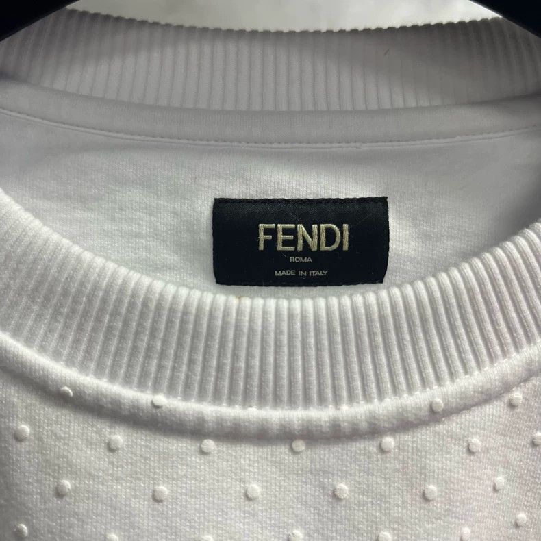 Fendi Fendi White Long Sleeve Crewneck Sweatshirt Size US L / EU 52-54 / 3 - 2 Thumbnail