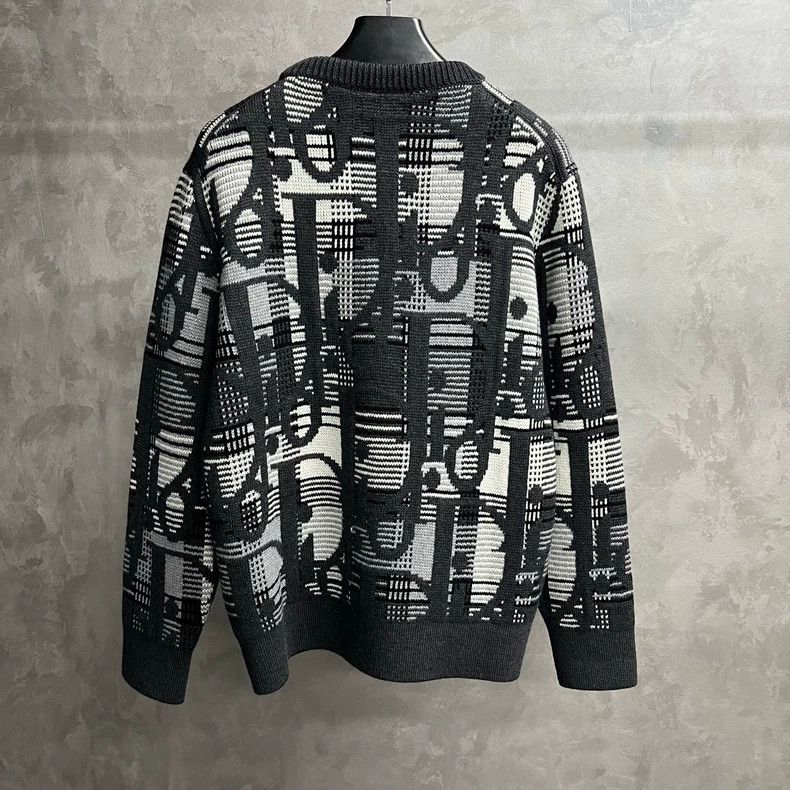 Dior Dior Gray Oblique Pattern Wool Sweater Size US M / EU 48-50 / 2 - 5 Thumbnail
