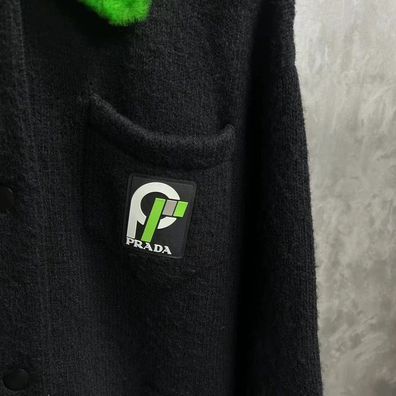 Prada Prada Black and Green Knitted Jacket with Logo Size US M / EU 48-50 / 2 - 3 Thumbnail