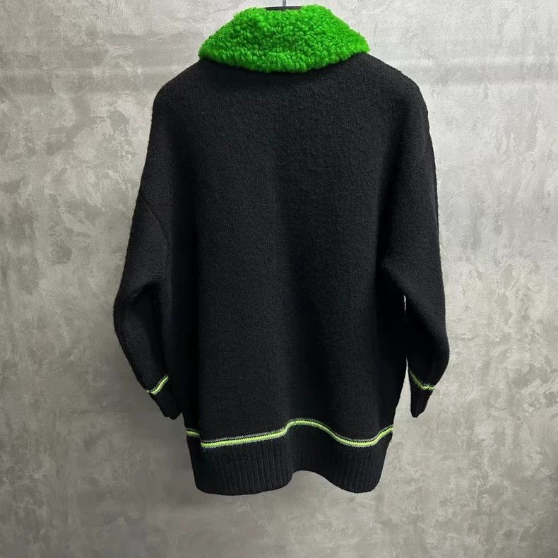 Prada Prada Black and Green Knitted Jacket with Logo Size US M / EU 48-50 / 2 - 2 Thumbnail