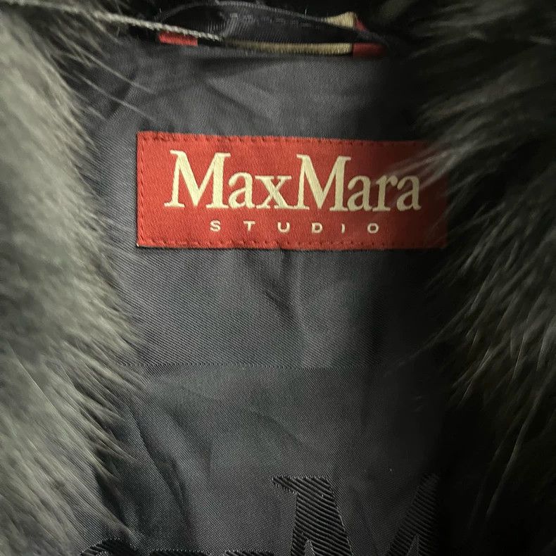 Max Mara Blue Hooded Coat with Fur Collar Size US S / EU 44-46 / 1 - 2 Thumbnail