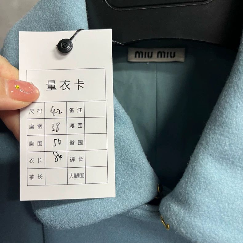 Miu Miu Miu Miu Blue Wool Double-Breasted Jacket Coat Size US M / EU 48-50 / 2 - 2 Thumbnail