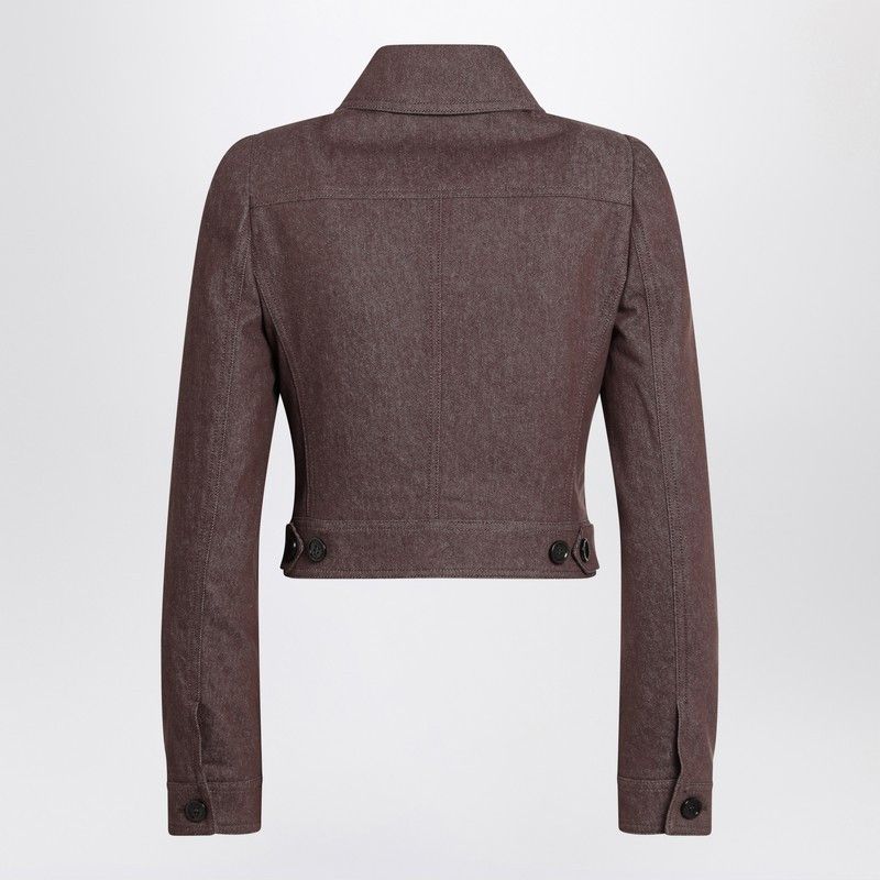 Max Mara Max Mara Cropped Brown Denim-Effect Jacket Size M / US 6-8 / IT 42-44 - 2 Thumbnail